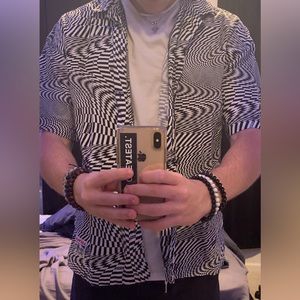 Black/White Checkerboard Collar Shirt